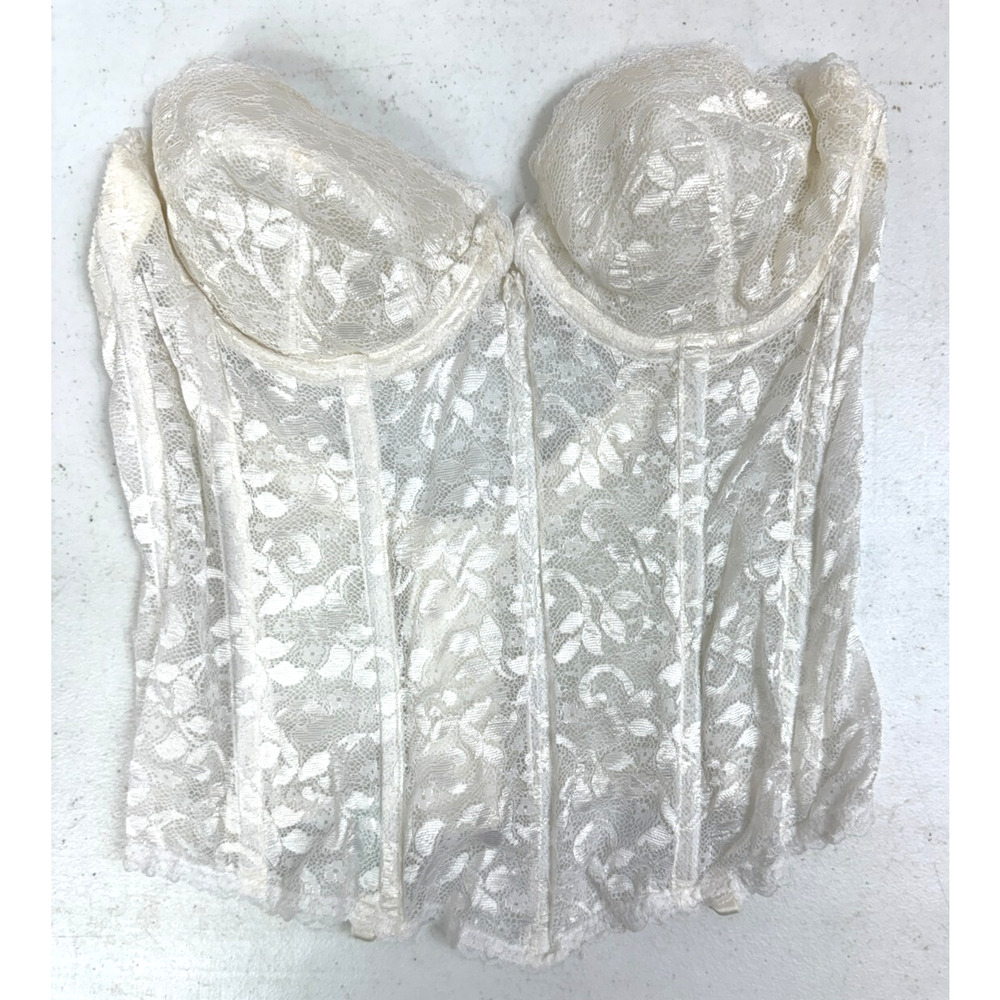 Carnival White‎ Lace Corset Coquette Rave Y2K Bustier 36b Underwire VTG 90s